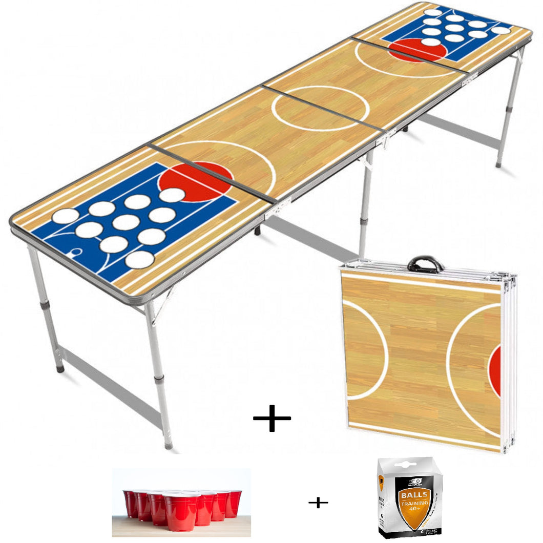 Beer Pong bord 09 - 240x60x70cm + Kopper og baller (PP06)- Basketball design - VÅRKAMPANJE - 50% rabatt på allerede rabatterte priser i hele nettbutikken tom 31.03! Rabattkode: vår2024