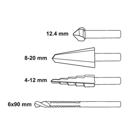 Universal Borsett 4 deler – Multibor for metall, plast og aluminium