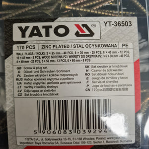 Yato YT-36503 Skrue- og pluggsett, 170 deler