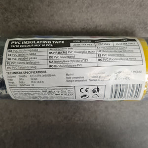 10pk. Vorel 75012 PVC tape 15mmx10m miks farger - Elektrotape
