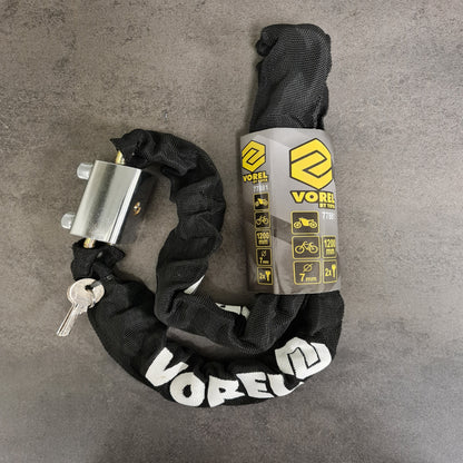 Sikkerhetskjede med lås 120 cm – Tyverisikring for sykkel og utstyr