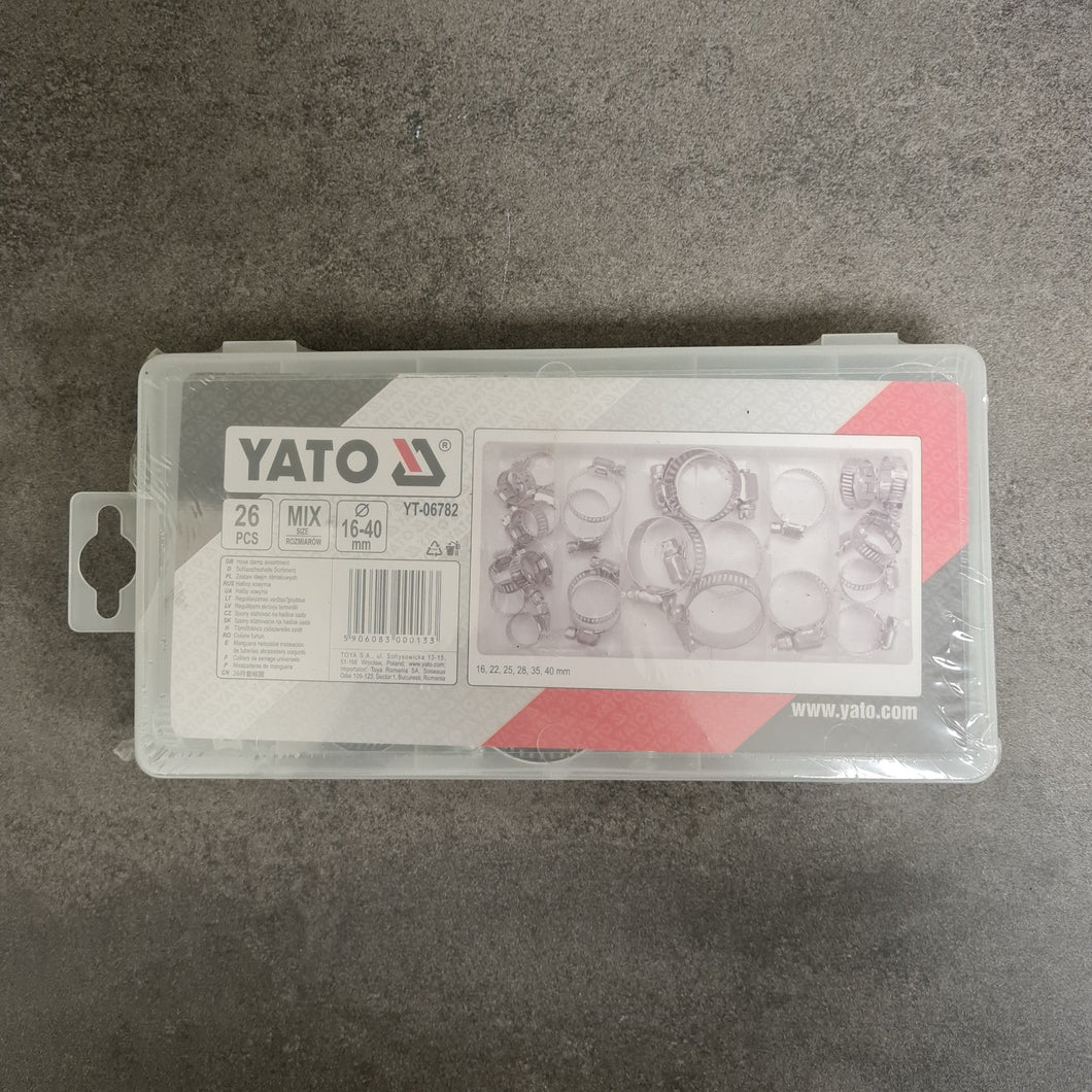 Yato YT-06782 Sett med slangeklemmer, 26stk. - 16mm til 40mm