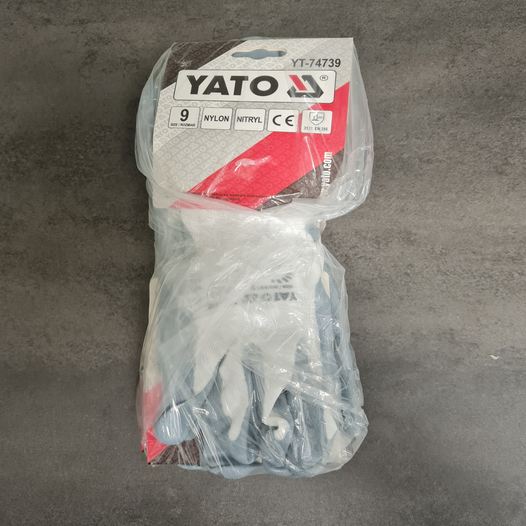 10pk. Yato YT-74739 Nylon Arbeidshansker, hvite str. 9 (PP12)