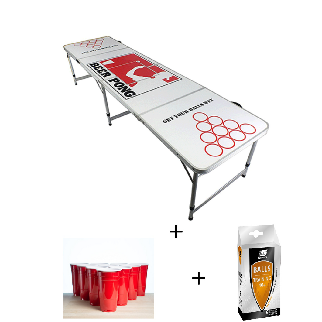 Beer Pong bord 08 - 240x60x70cm + Kopper og baller (PP05)