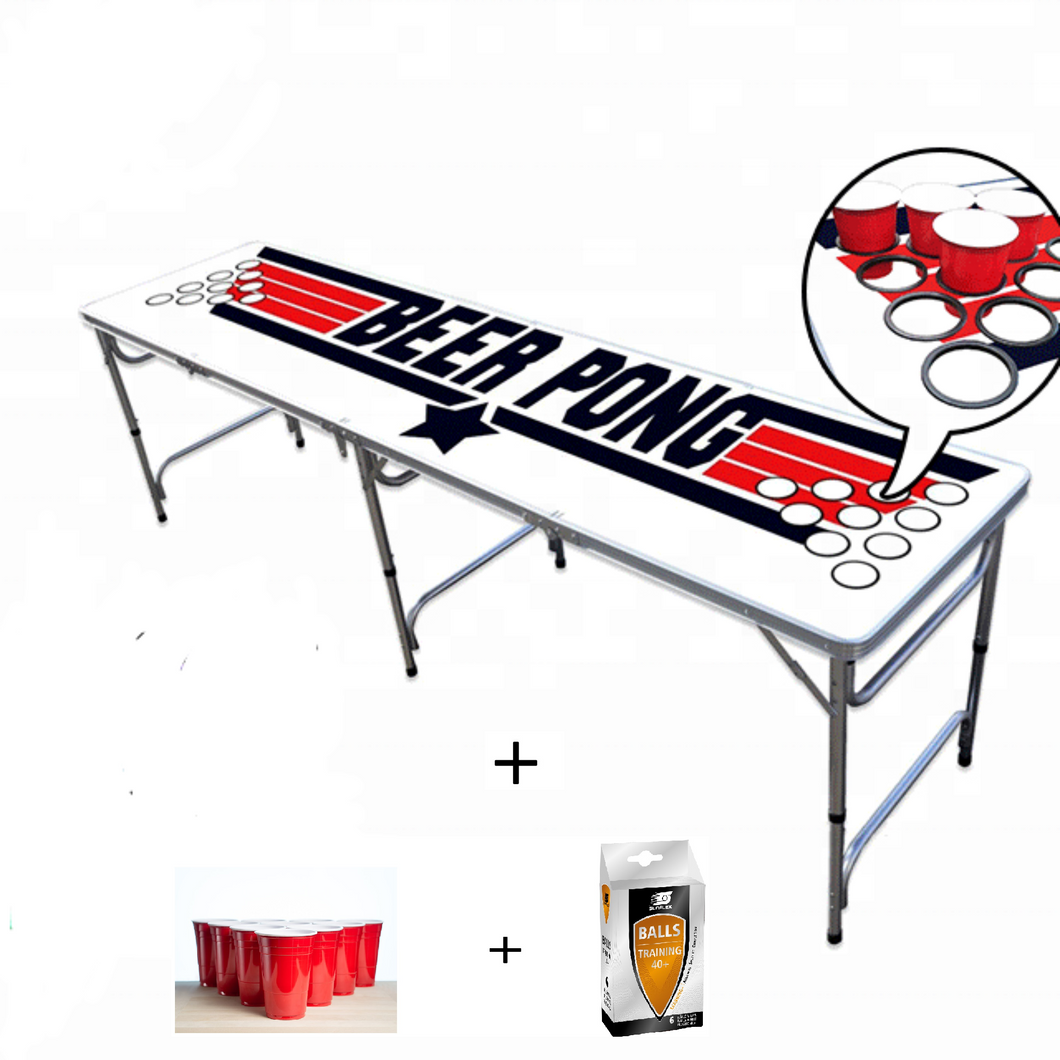 Beer Pong bord 02 - 240x60x70cm + Kopper og baller (PP02)