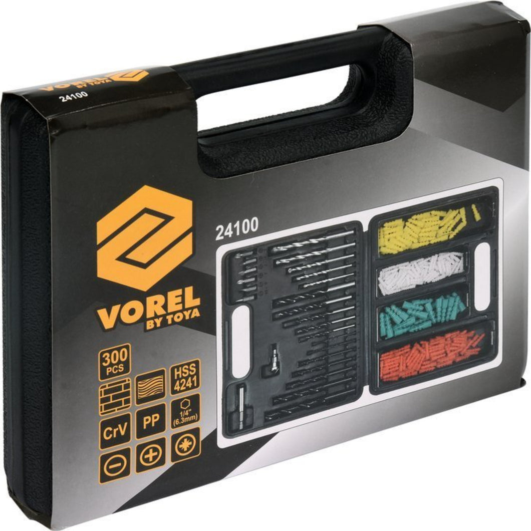 Vorel 24100 Drill- og pluggsett, 300 deler