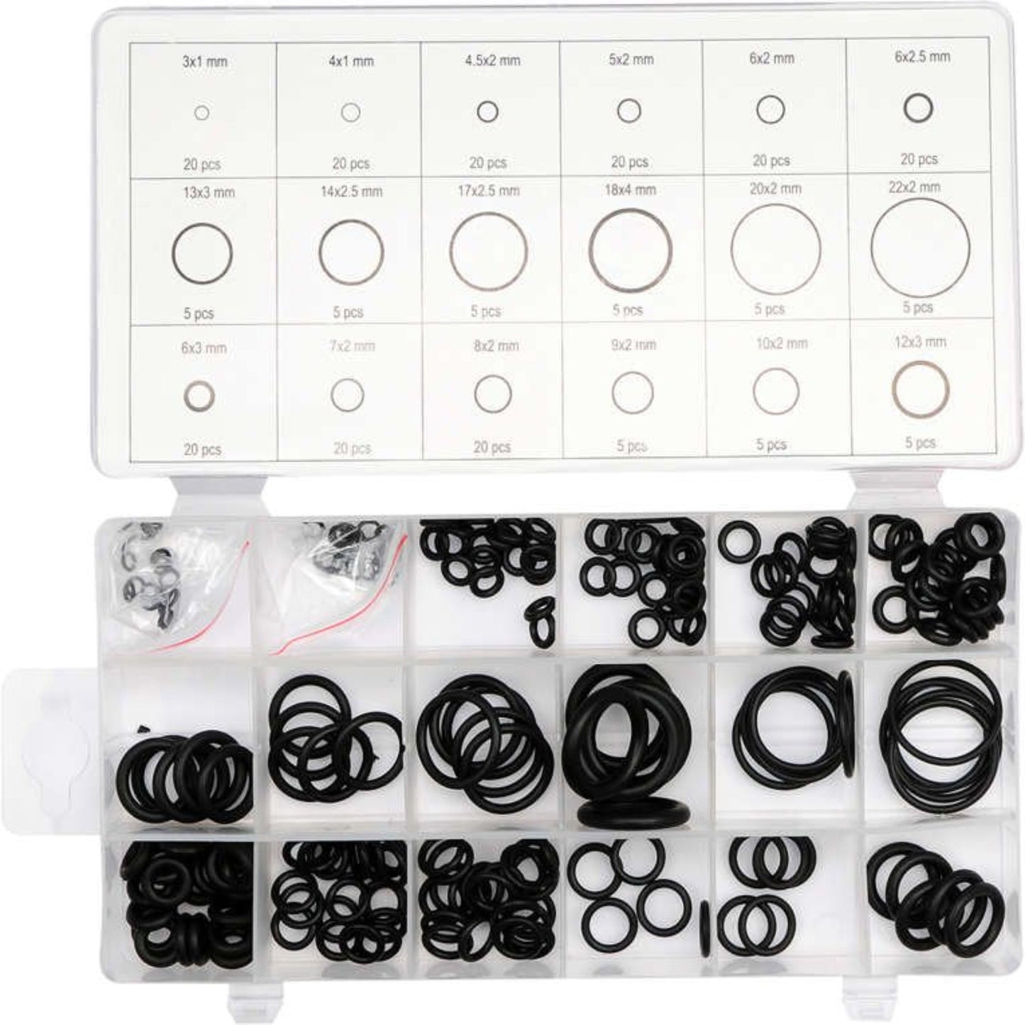 O-Ring/pakninger, Assortiment 225 deler