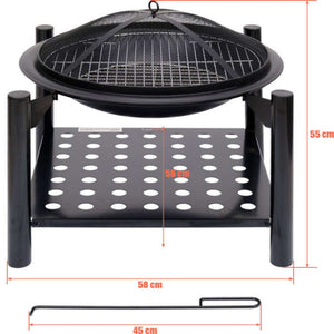 Lund 99713 Hagegrill/peis m/vedoppbevaring og stållokk 50cm