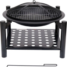 Last inn bildet i Galleri-visningsprogrammet, Lund 99713 Hagegrill/peis m/vedoppbevaring og stållokk 50cm
