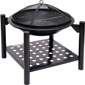 Lund 99713 Hagegrill/peis m/vedoppbevaring og stållokk 50cm