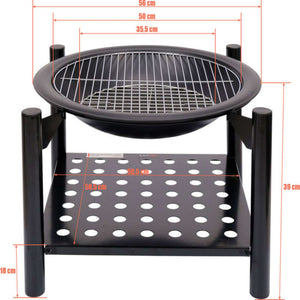 Lund 99713 Hagegrill/peis m/vedoppbevaring og stållokk 50cm