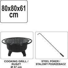 Last inn bildet i Galleri-visningsprogrammet, Lund 99714 Bærbar grill/peis m/stållokk 57cm
