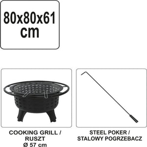Lund 99714 Bærbar grill/peis m/stållokk 57cm
