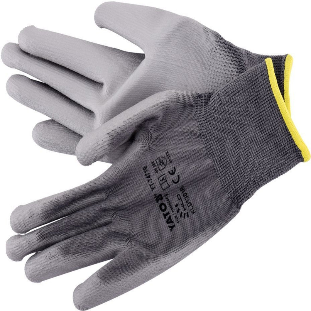 Yato YT-74719 Nylon Arbeidshansker, grå str. 9